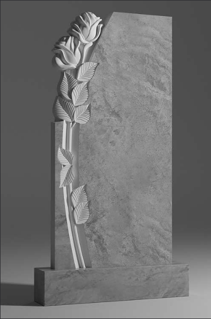 Personalisierter Marmor-Grabstein mit eingravierten Rosen – Individuell gestalteter Grabstein, Grabdenkmal